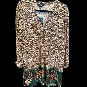 New with Tags 2x Plus Slim Factor Leopard Animal Print Women's Top